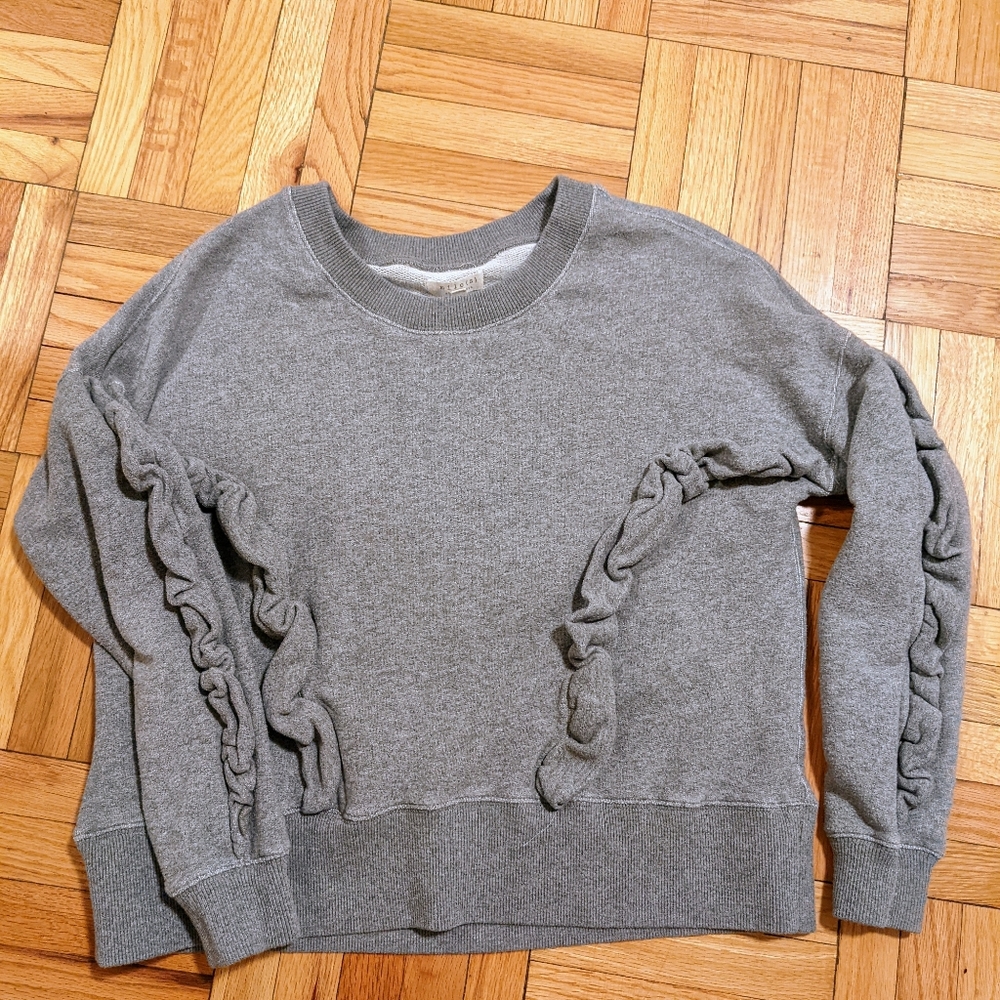 Mile(s) by Madewell Ruffle Gray Crop Sweatshirt XXS